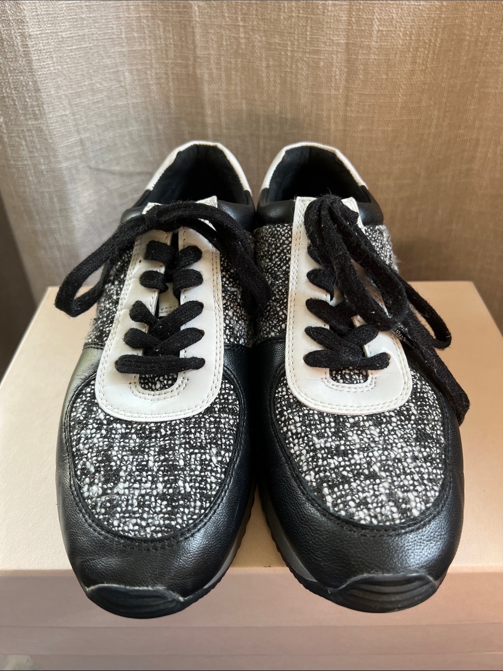 Michael Kors Black and White Tweed Casual Sneakers
